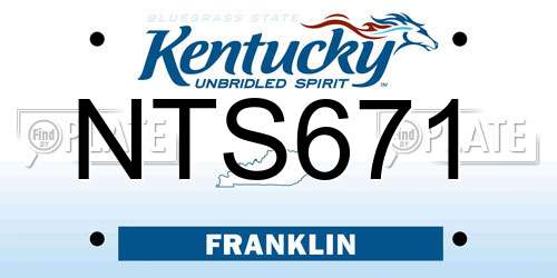NTS671 Kentucky License Plate