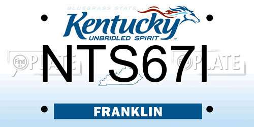 NTS67I Kentucky License Plate