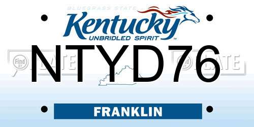 NTYD76 Kentucky License Plate