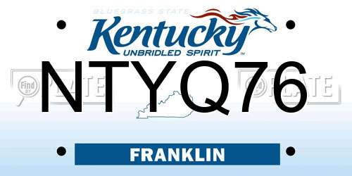 NTYQ76 Kentucky License Plate