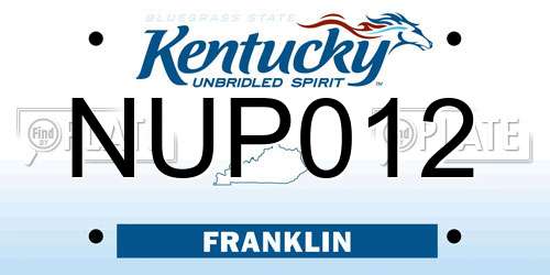 NUP012 Kentucky License Plate