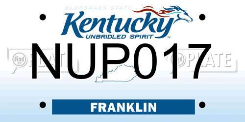 NUP017 Kentucky License Plate