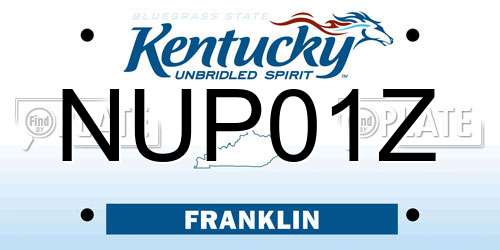 NUP01Z Kentucky License Plate