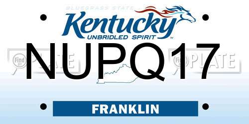 NUPQ17 Kentucky License Plate