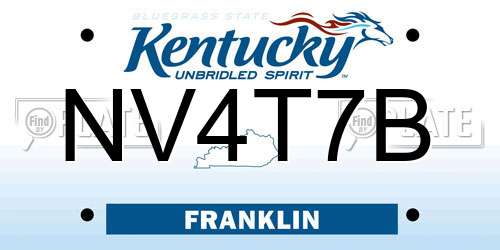 NV4T7B Kentucky License Plate