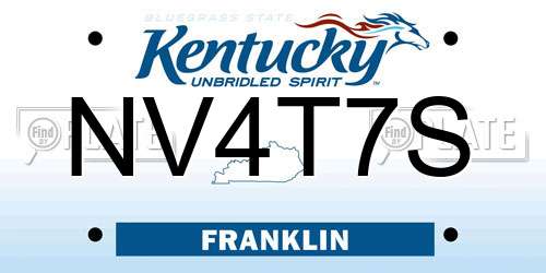 NV4T7S Kentucky License Plate