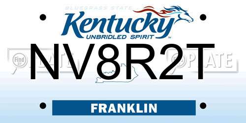 NV8R2T Kentucky License Plate