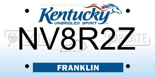 NV8R2Z Kentucky License Plate