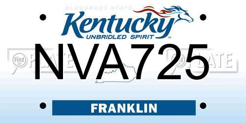 NVA725 Kentucky License Plate