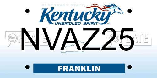 NVAZ25 Kentucky License Plate