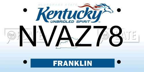 NVAZ78 Kentucky License Plate