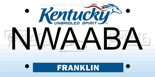 NWAABA Kentucky License Plate