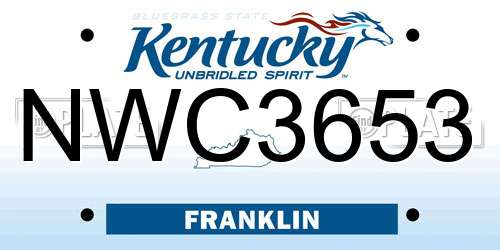 NWC3653 Kentucky License Plate