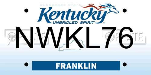 NWKL76 Kentucky License Plate