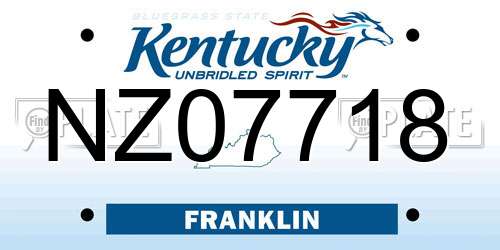 NZ07718 Kentucky License Plate