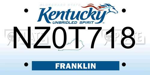 NZ0T718 Kentucky License Plate