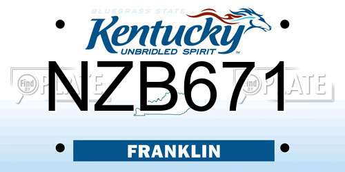 NZB671 Kentucky License Plate
