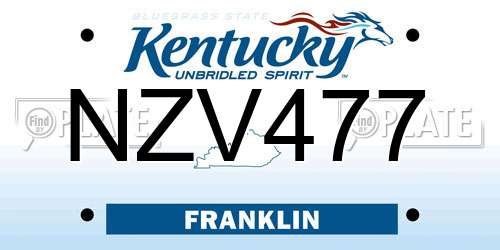 NZV477 Kentucky License Plate