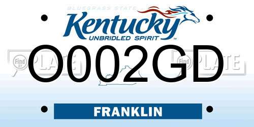 O002GD Kentucky License Plate