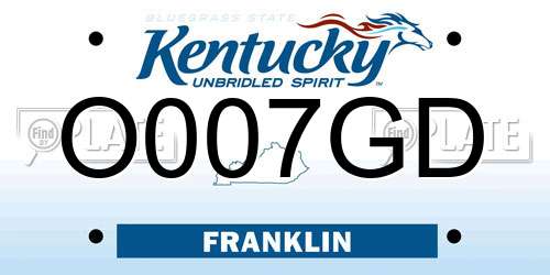 O007GD Kentucky License Plate