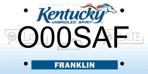 O00SAF Kentucky License Plate