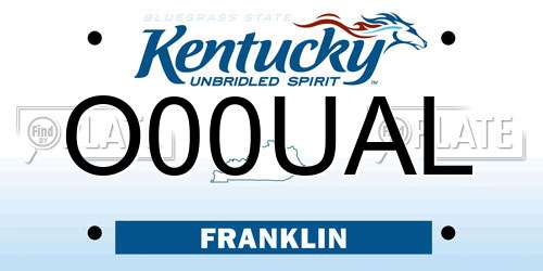 O00UAL Kentucky License Plate