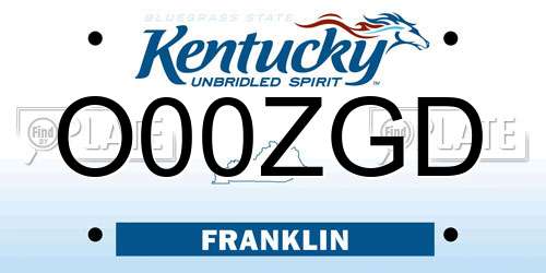 O00ZGD Kentucky License Plate