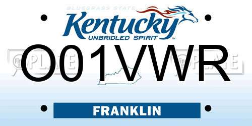 O01VWR Kentucky License Plate