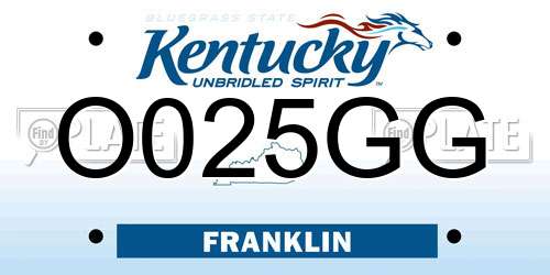 O025GG Kentucky License Plate