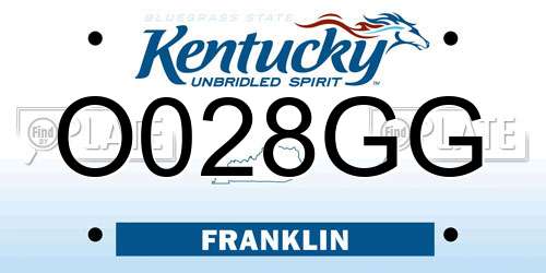 O028GG Kentucky License Plate
