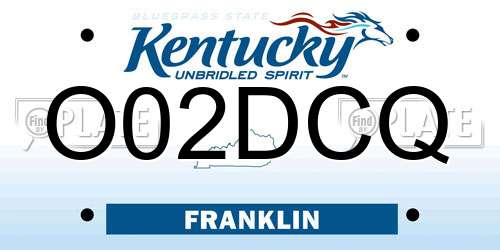 O02DCQ Kentucky License Plate