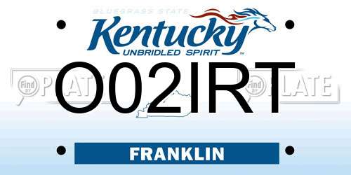 O02IRT Kentucky License Plate