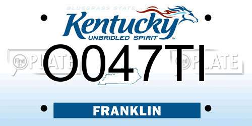O047TI Kentucky License Plate