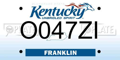 O047ZI Kentucky License Plate