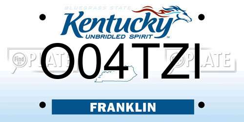 O04TZI Kentucky License Plate