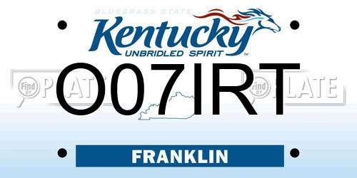 O07IRT Kentucky License Plate