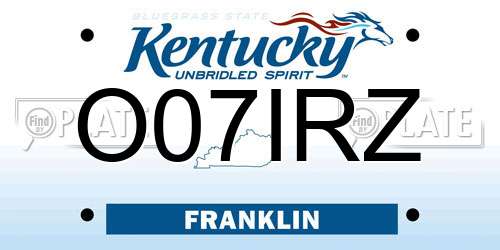 O07IRZ Kentucky License Plate