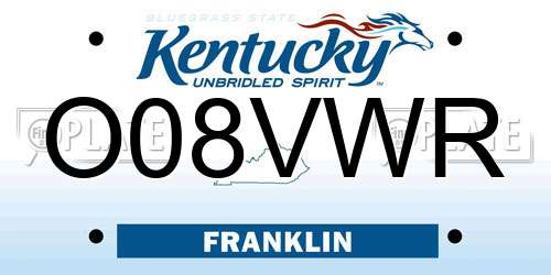 O08VWR Kentucky License Plate
