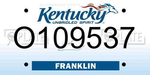 O109537 Kentucky License Plate