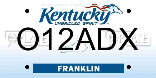 O12ADX Kentucky License Plate