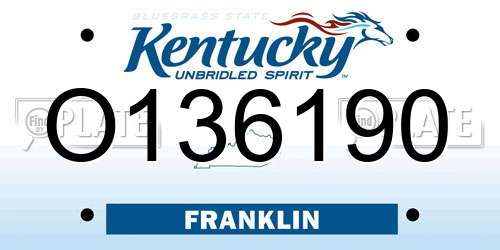 O136190 Kentucky License Plate