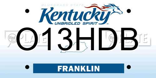 O13HDB Kentucky License Plate