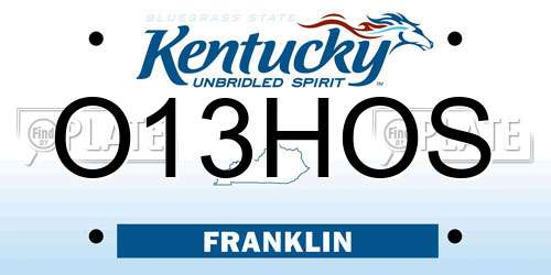O13HOS Kentucky License Plate