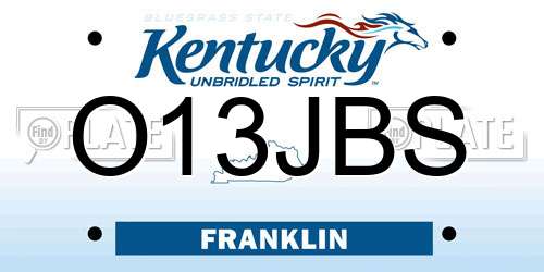 O13JBS Kentucky License Plate