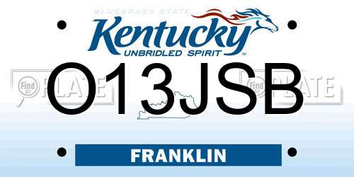 O13JSB Kentucky License Plate