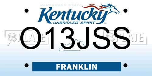 O13JSS Kentucky License Plate