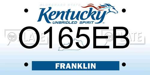 O165EB Kentucky License Plate