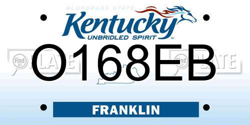 O168EB Kentucky License Plate