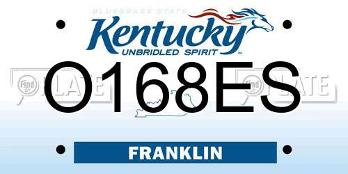 O168ES Kentucky License Plate