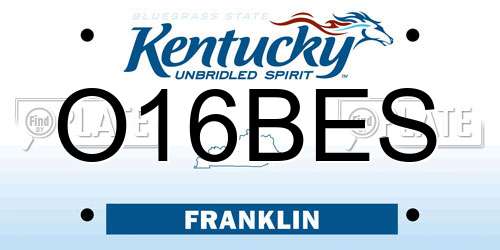 O16BES Kentucky License Plate